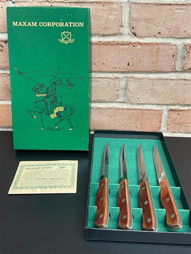 Vintage Maxam Corporation Steak Knife Set in Original Box Set of 4 Steak Knives Marked With Maxam Steel, Patent #, and Maxam Japan on Blades - Etsy Canada
