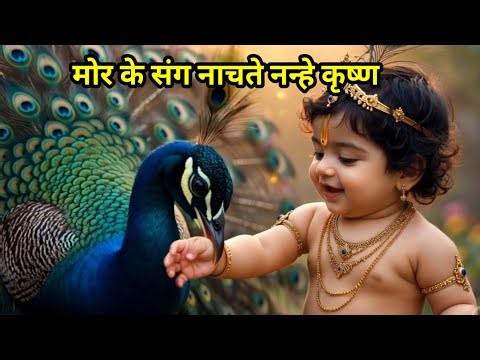 Little Krishna Dancing with Peacock 🦚 | Cute Bal Krishna Dance | Beautiful Krishna Bhakti Video