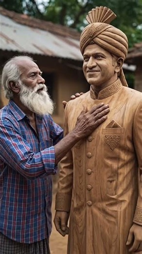 PUNEET RAJKUMAR statue made by a village old man 👴 #villagetalent #puneethrajkumar #appu