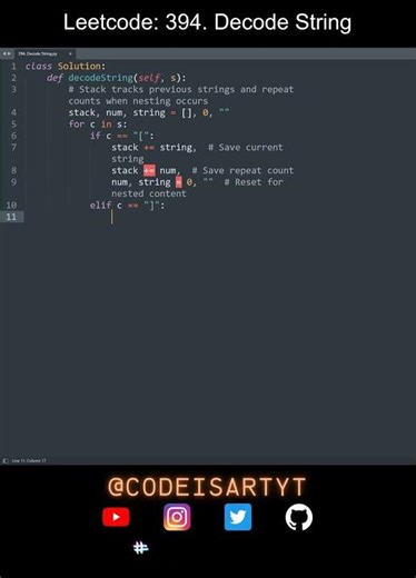 Leetcode 394. Decode String in Python | Python Leetcode | Python Coding Tutorial | Python Code ASMR