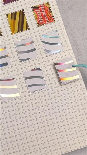 ASMR: Cutting out rainbow-patterned paper to add to a stamp collection #asmr #stamps #creative