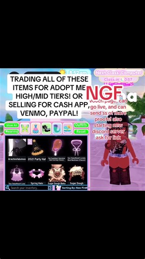 trading my royale high inventory, halos, diamonds, toy items for adopt me mid/high tier neon/mega pets! or selling for cash app, pay pal, or ven mo! STRICTLY NGF can add u on discord #fyp #crosstrading #adoptmepets #royalehighhalos #trustedseller