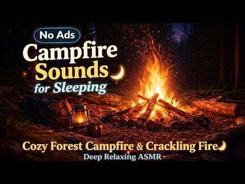 No Ads Campfire Sounds for Sleeping – Cozy Forest Campfire & Crackling Fire | Deep Relaxing ASMR