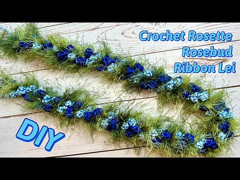 How To Make This Two Color Crochet Rosebud Rosette Flower Ribbon Lei