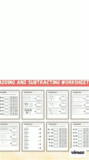 � Numbers Plus Math Worksheets for Kids | Addition & Subtraction Printable Set | 20 Page Instant Download