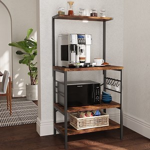 Behost Kitchen Baker's Rack Storage Shelf Microwave Cart Oven Stand Coffee Bar,Rustic Brown