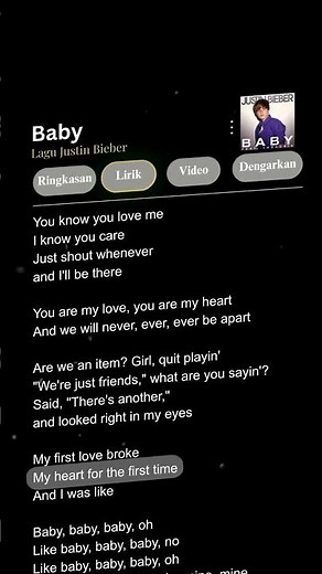 Lirik Lagu | Baby - Justin Bieber #liriklagu