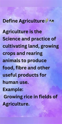 Define Agriculture🌾🐄 #define #definition #agriculture #human #rearing #animals #producer #food #yt
