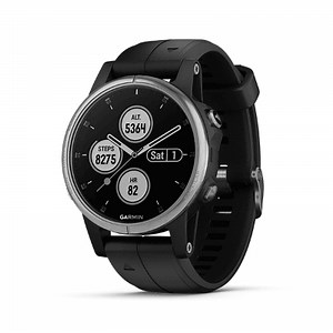 Garmin Fenix ​​5S Plus 運動腕錶 中文版 亮銀錶圈 黑色矽膠錶帶 010-01987-64 香港行貨 | YOHO