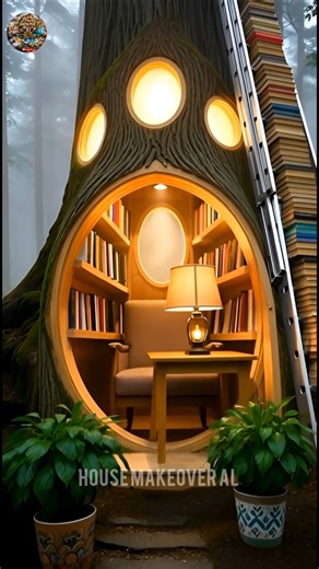 One Man Turned a Tree Into a Secret Library 🌳📚#shorts #shortvideo #viral house Makeover Al