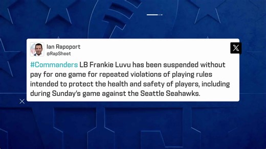 Rapoport reports Commanders LB Luvu is suspended for third hip-drop tackle 'NFL GameDay Kickoff'
