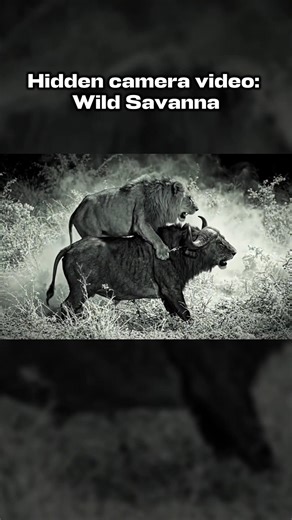 Trail Cam CAUGHT Lion vs Buffalo! 🦁 #trailcam #lion #wildlifeencounters