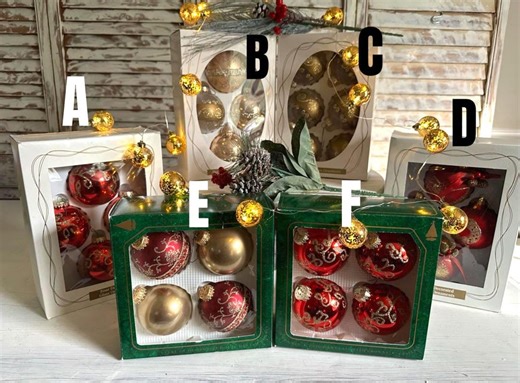 Vintage Christmas by Krebs and Target Boxed Glass Ornaments/red Gold/gold/red/sets of 4 and 6 - Etsy
