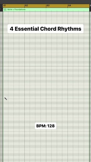 4 essential chord rhythms Id recommend for your mental toolbox. #musicproducer #musicproduction #musictheory #chordprogression #logicpro #pianoroll #musictutorial