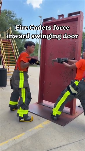🔥 Firefighter Cadets Practice Forcible Entry on an Inward-Swinging Door 🚒
