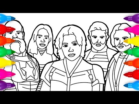 Thunderbolts Coloring Page | Draw Yelena Winter Soldier US Agent Red Guardian Ghost