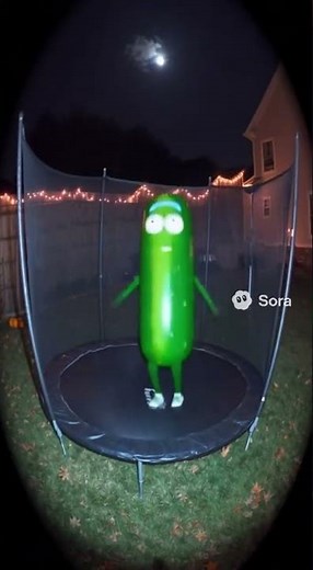 Pickle Rick dancing and singing on trampoline #ai #sora #funny #pickle
