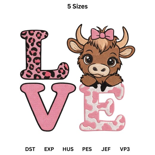 Valentine Machine Embroidery Design, Love Stitch Pattern, Digital Download, 5 Sizes - Etsy
