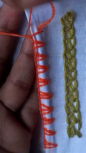 Beautiful button hole stich #embroiderylover #easyborderdesign #viral #shorts #handmade