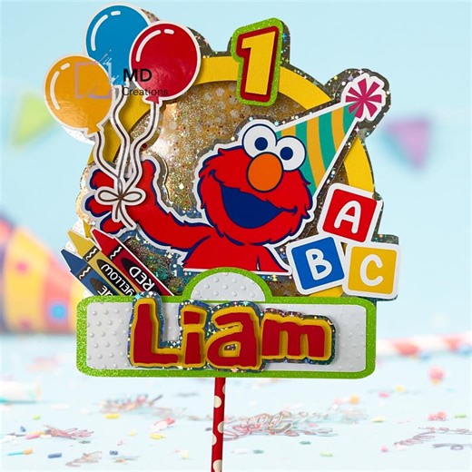 Inspired Sesame Red Monster Cake Topper- Handmade Cake Topper - Etsy