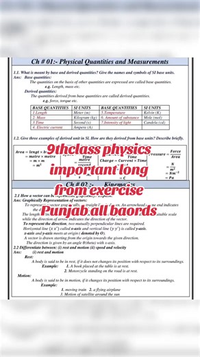 9th class physics important long questions from exercise according smart syllabus Punjab all board #9thclass #physics #guess2026 #punjabboard2026 #viralvideo