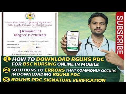 RGUHS PDC Download || How To Download RGUHS PDC For Bsc Nursing || RGUHS PDC signature Verification