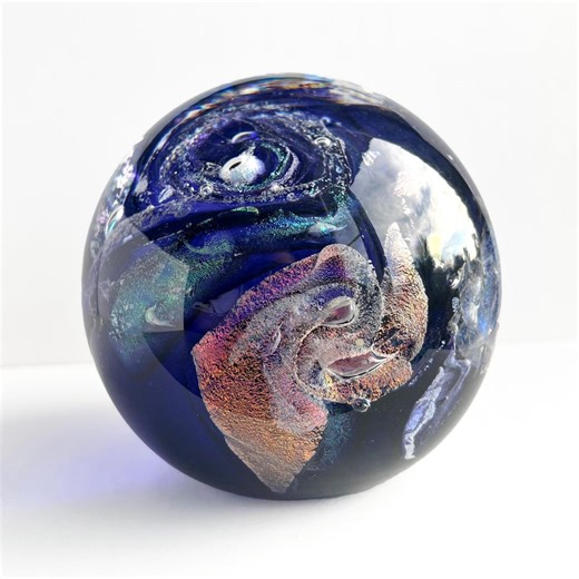 Hand Blown Glass Paperweights by Frank Englesby - Purple Dichroic Glass - Etsy