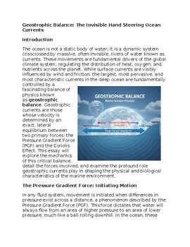 Geostrophic Balance in Marine Science Sub-Plan Classwork Homework