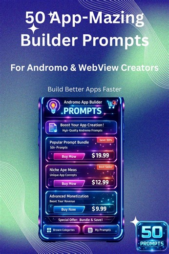 50 AI App Builder Prompts for Andromo & Webview Creators - Etsy