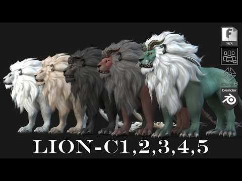 Lion_C1,2,3,4,5 -White King Lion, Majestic Lion, Heavenly Might Lion, Flame Lion, Thunder King Lion