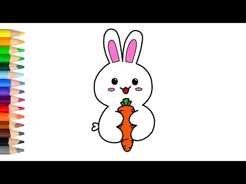 Cara menggambar kelinci lucu pegang wortel