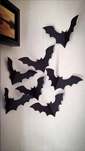 🦇 DIY 3D Paper Bats | Easy Halloween Wall Decor 🎃#HalloweenDIY #PaperCraft #3DBats #HalloweenDecor