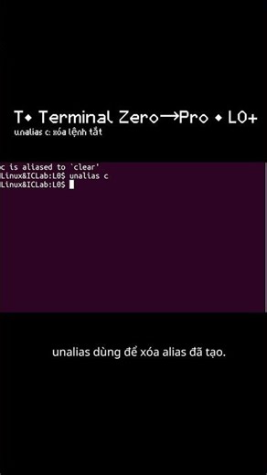 T• unalias c: xóa lệnh tắt khi không muốn dùng nữa | L0+ (Terminal Zero→Pro) #ubuntu #terminal#linux