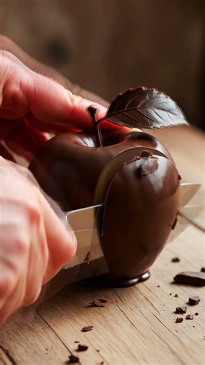 Perfect Chocolate Apple Cutting | Satisfying ASMR Knife Slice