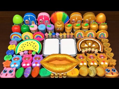 LIVE : Slime Mixing RAINBOW VS GOLD — Glossy Swirls ASMR #139