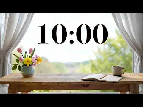 10 Minute Study Timer | Cozy Spring Desk with Relaxing Lofi Music & Nature Sounds for Focus
