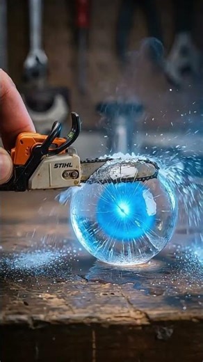 Mini Chainsaw vs Frozen Crystal Ball 🧊🔥 | Satisfying Cut