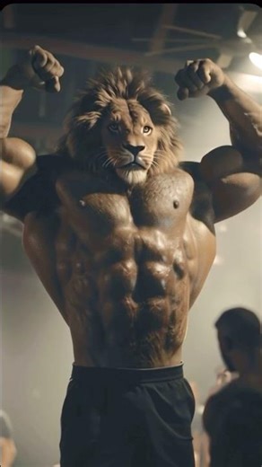 King Lion Shows His Muscles in the Gym 🔥🦁 #shorts #ai #lion