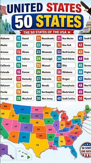 50 States of the USA 🇺🇸 | Learn All US States Names | Geography in English
