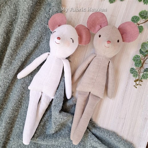 Mouse Sewing Pattern PDF & Step-by-step Photo-tutorial 40cm/16" Stuffed Animal Soft Toy for Nursery or Baby Shower Gift by My Fabric Heaven - Etsy