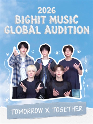 [2026 BIGHIT MUSIC GLOBAL AUDITION] 🌟 Message From #TOMORROWXTOGETHER It's finally time to show your infinite potential. 📍 Application Period: Sep 14 – Dec 5, 2026 📍 Eligibility: Males born in 2008 or later 📍 Category: Show us who you are in any category of your choice – even just a single photo is enough to apply! 📍 Online Audition: Apply now 📍 On-site Audition: We are coming to meet you in 15 cities worldwide. - Oct: LA, Vancouver, Toronto, Ho Chi Minh, Hanoi, Singapore, Jakarta, Sydney 