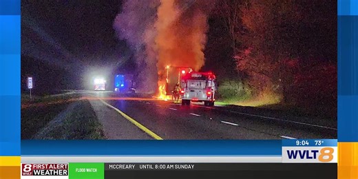Driver injured after exploding tire sparks semi-truck fire on I-40 in Loudon County, THP says