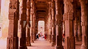 ancient grand mosque called Adhai Din Ka Jhonpra vintage pillar architecture from unique angle