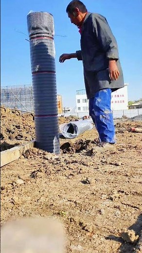 Trench Digging and Pipe Laying for Construction Foundation
