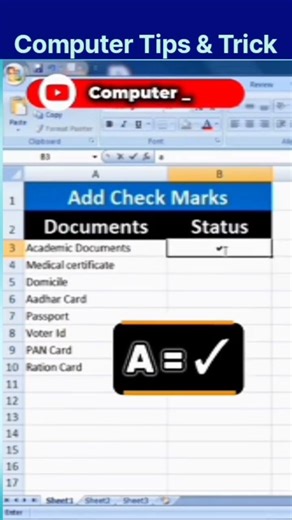 Excel Checkbox Without Coding | Webdings Font Trick ! @Expert_Bano #shorts #ytshorts