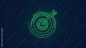 Business goals arrow board hitting the business targets animation