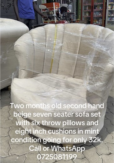 Affordable Second Hand Beige Seven Seater Sofa Set