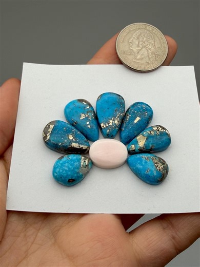 Pink Conch and Turquoise Cabochon Sets #709 | Natural Shell and Turquoise Cabs | Pastel Cabochons for Earrings & Pendants - Etsy