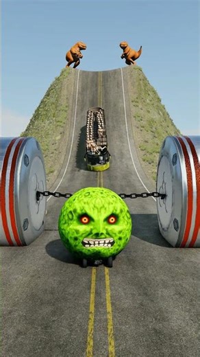 Cars & Capsule Bus vs Chained Hydraulic Crush - BeamNG.drive