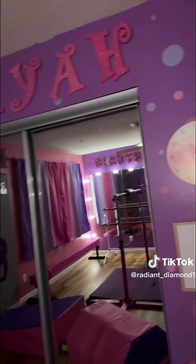 #gymnastics #girlmom #tumbling #roomtransformation #homegymideas #homedecor #homemade #dancestudio